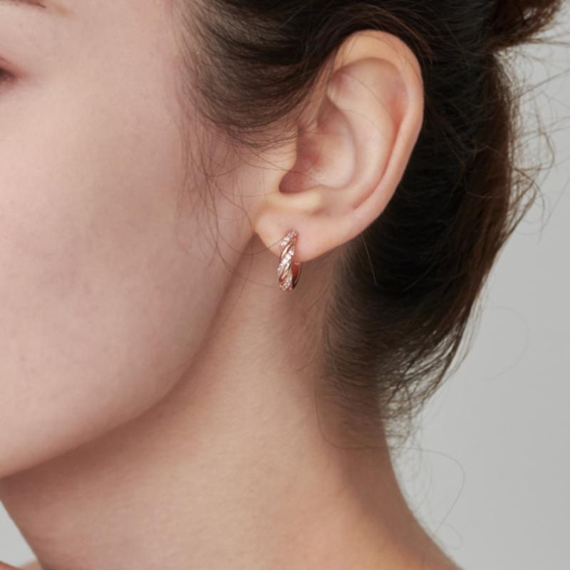 ELLE Jewelry 14K GF Wave Cubic One-Touch Earrings ELGPEE395