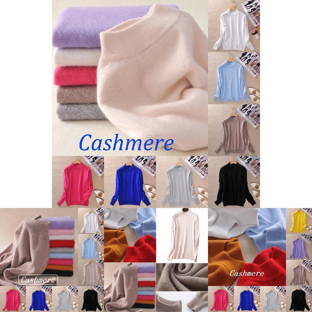 Women's Slim Cozy Knitted Half-turtleneck Cashmere Wool Jumper For Winter Warmth