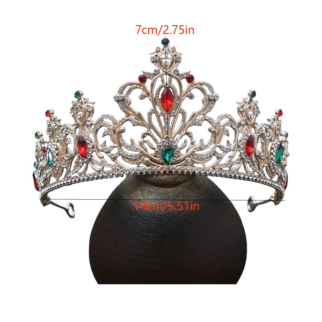 1pc Gold Vintage Gemstones Hair Crown Ornate Royal Design Sparkling Rhinestones Perfect Holiday Bridal Elegance Pageant Ready