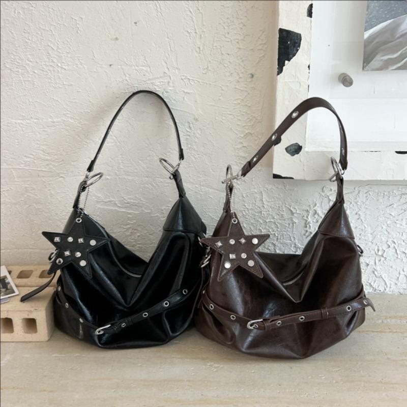 Korean Niche Star Rivet Underarm Biker Bag Women Style Crossbody Handbag Large Capacity Tote Bag Daily Matching