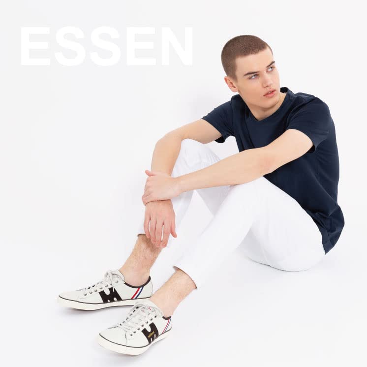 Mauves ESSEN Unisex Leather Sneakers (43, WHT/NVY)