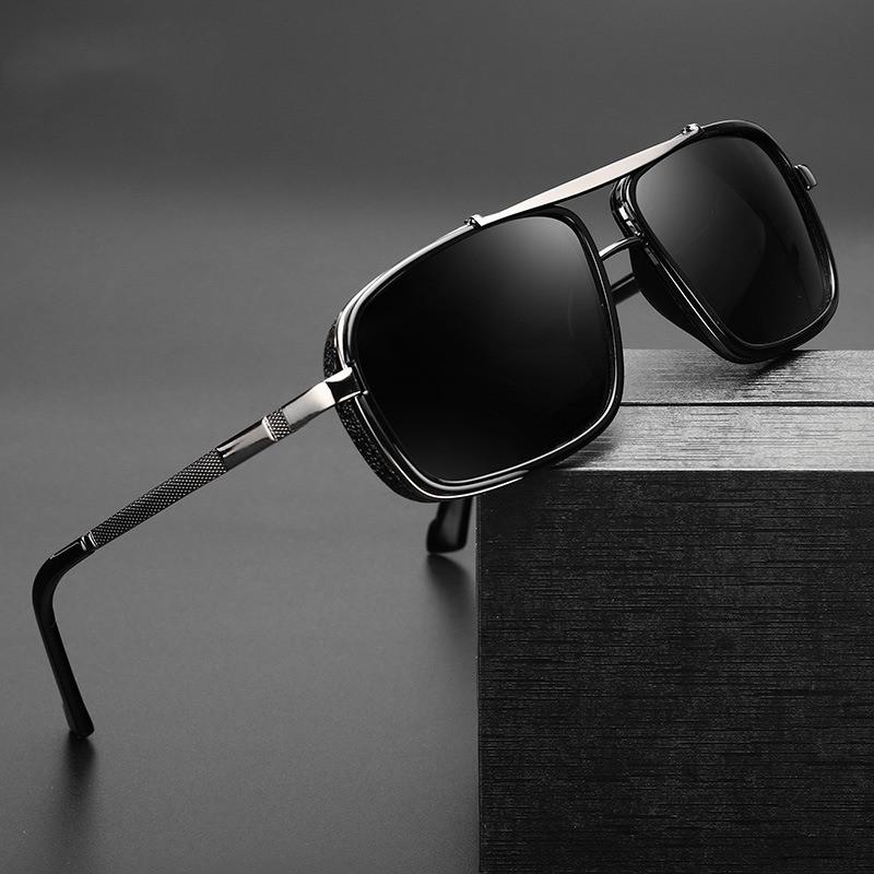 2023 New Arrival Mens Double Bridge Designer Sunglasses Metal Black Lens Oversize Women Men Polarized Uv400 Sunglasses