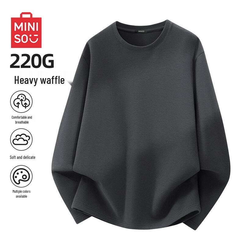 MINISO Men's Waffle Knit Long Sleeve T-Shirt