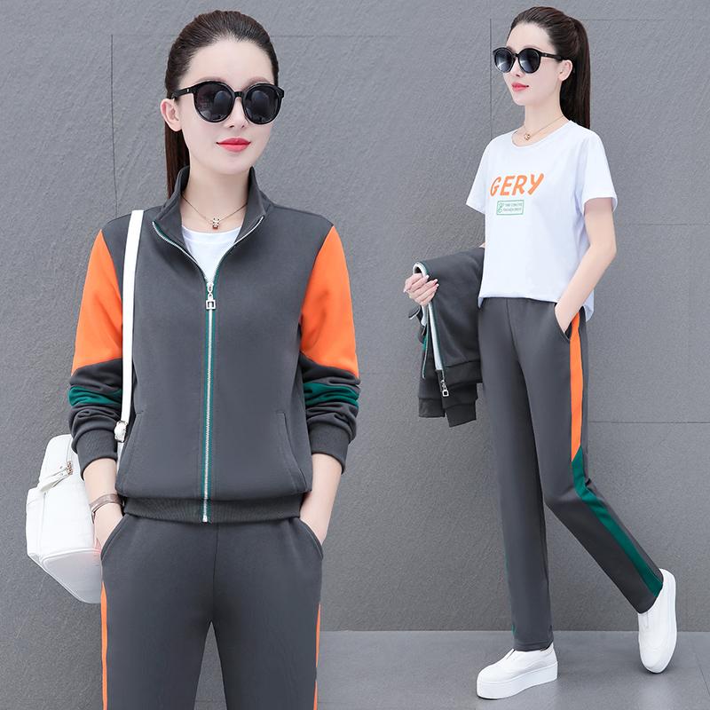 Fashion Colorblock Open Cardigan Women Two Piece Sport Set Slim Fit Long Sleeve Casual Activewear Korean Style Workout Suit