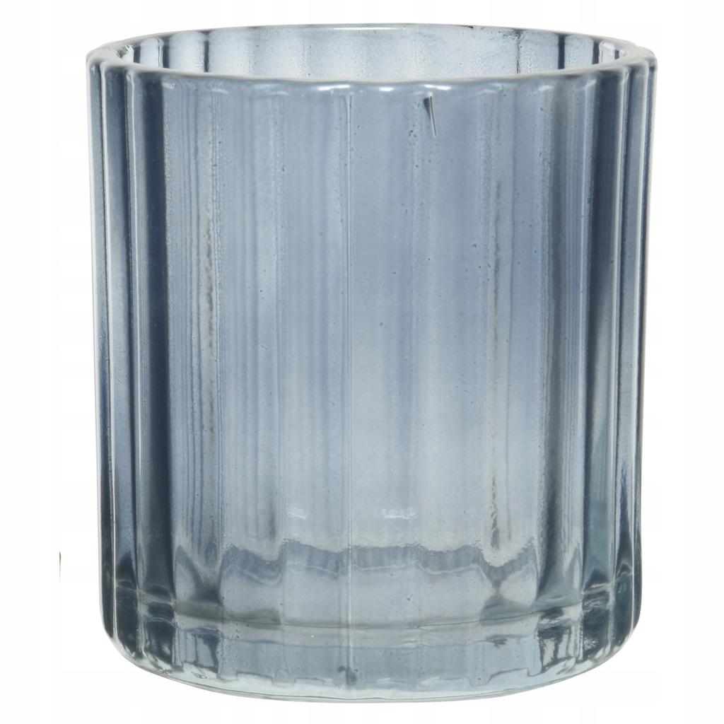 Świecznik ozdobny szklany transparentny ryflowany 7,3x8cm 1szt