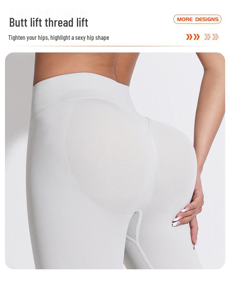 Nahtloses Damen Sport Yoga Set: Sport-BH mit gekreuztem Rücken & Pfirsich-Po Leggings