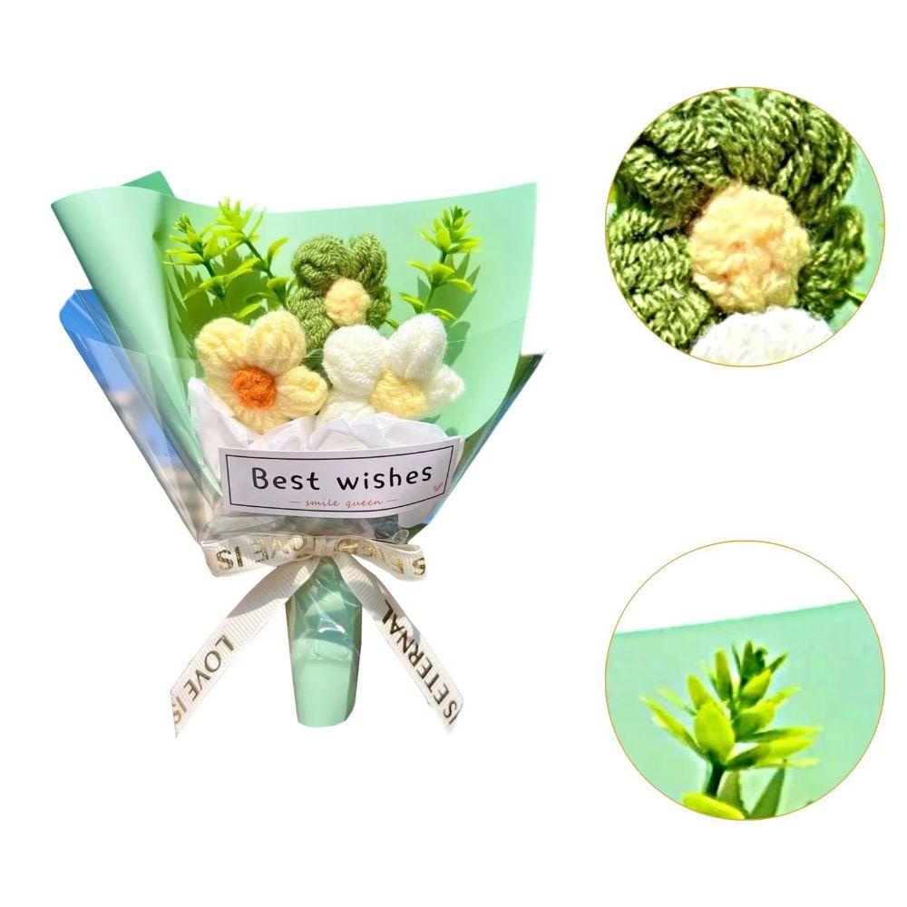 Cartoon Flower DIY Bouquet Knitted Knit Mini Flower Bouquet Toy  Graduation Season