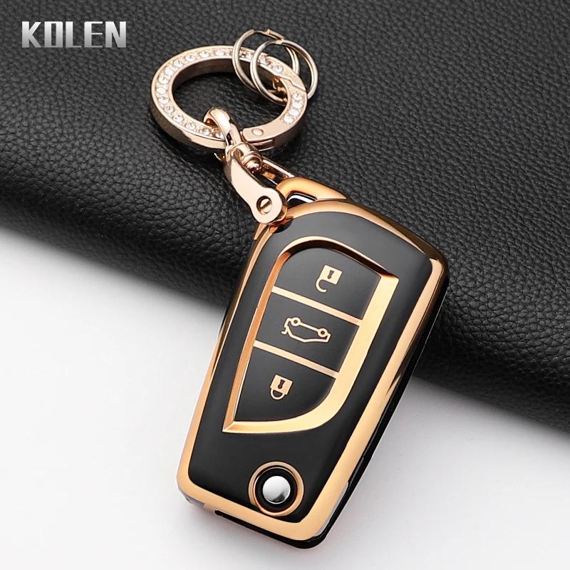 For Toyota Aygo Yaris Highlander Camry Rav4 Corolla Land Cruiser Prado Fashion Tpu Car Key Case Cover Protected Keychain Fob Bag