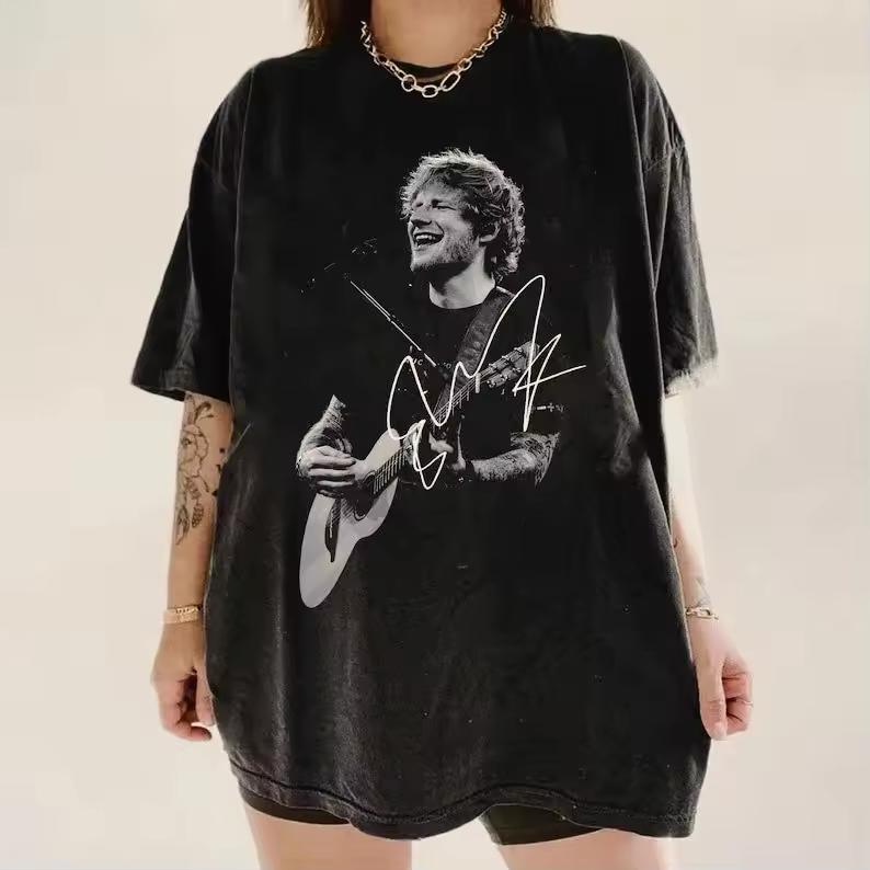 T-shirt Retro alla Moda Y2k Vintage Anni '90 Top Stampa Ed Sheeran Estate Girocollo Streetwear Casual Top Larghi Regalo per Fan Unisex