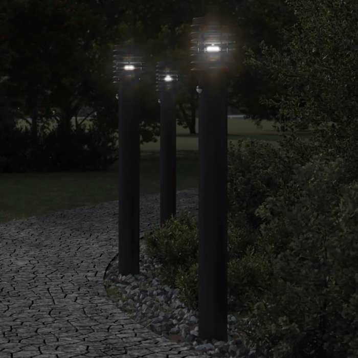 VidaXL Outdoor Floor Lamps and Sensors 3 Pcs Black Stainless Steel, Outdoor Ground Lighting, Ground Lighting of 4006372