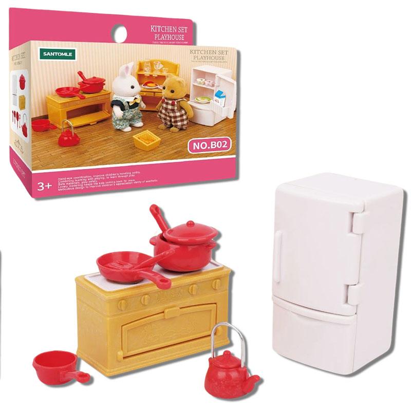 Set De 4 Juegos De Muebles Para Casa De Muñecas – Estilo Europeo Para Dormitorio, Baño, Cocina Y Salón – Accesorios Realistas En Plástico Seguro – Regalo Creativo Para Niños