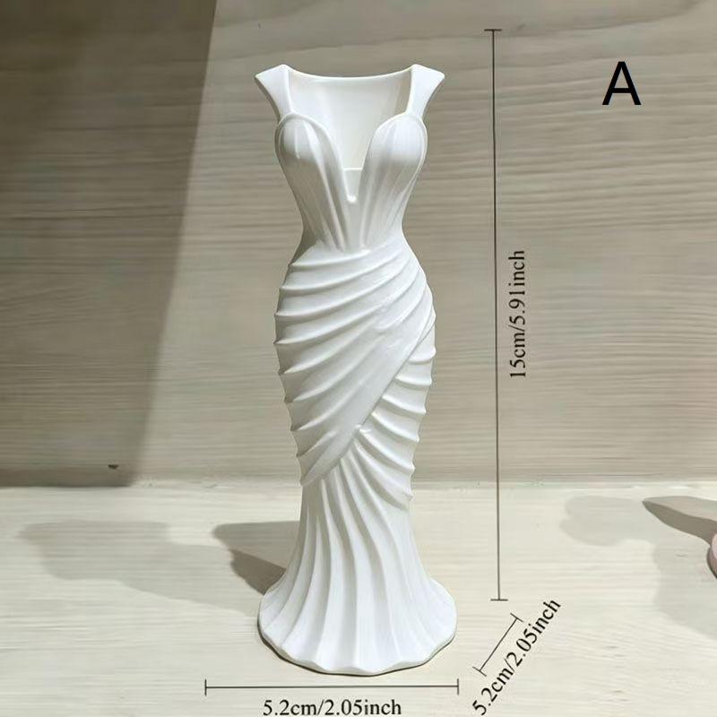 Gown Shaped 3D Printed Flower Vases Twisted Design Minimalist Style Elegant Dress Vase Flower Arrangement Decor