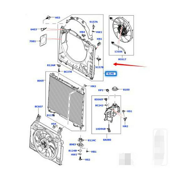 LR138434=LR122672 Radiator Fan Shroud for 2014 Land Rover Range Rover Sport Model