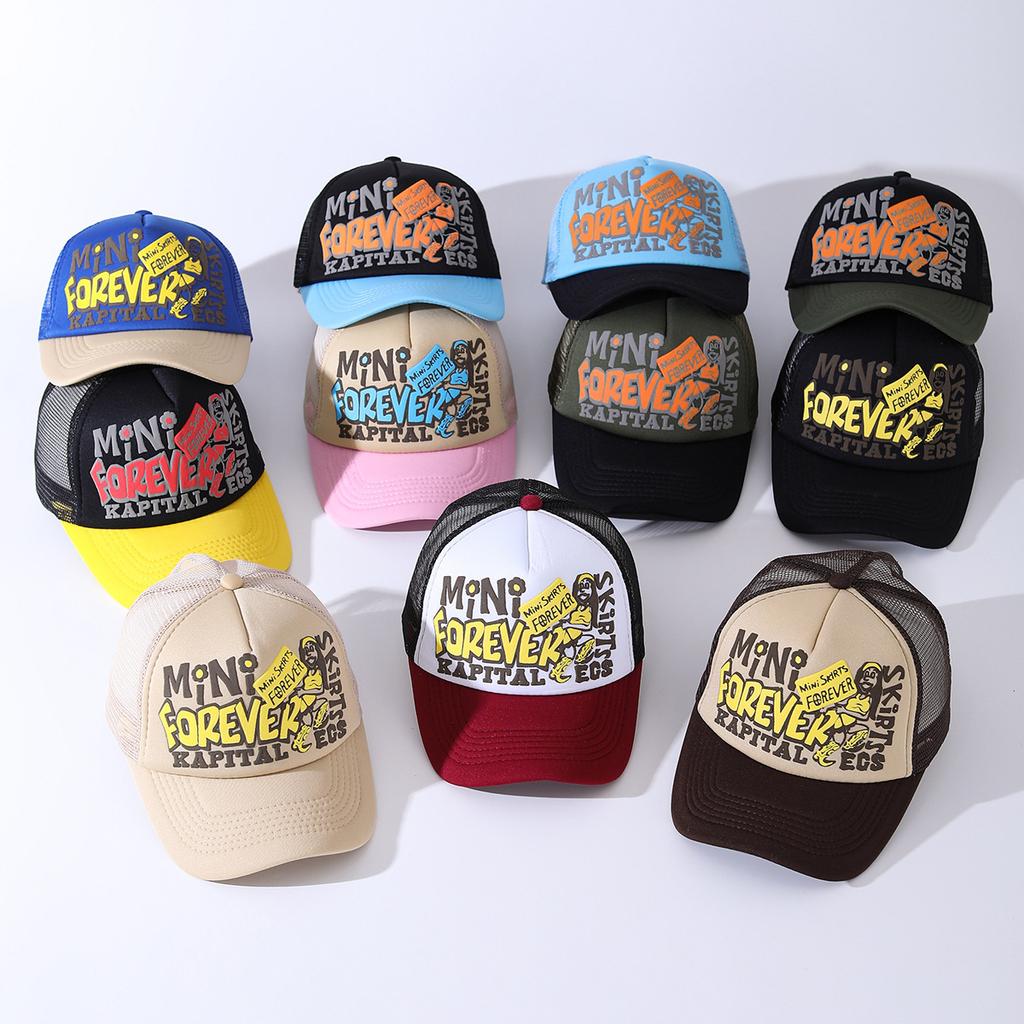 American Forever Printed Letter Baseball Cap Men'S And Women'S Sunshade Color Matching Trendy Brand Street Mesh Truck Hat