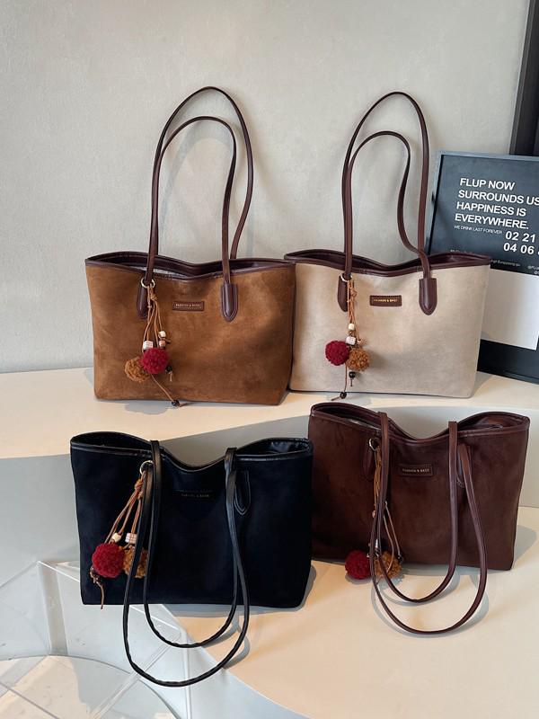 

Trendy Large-Capacity Student Tote & Shoulder Bag Without Charm грязно-белый