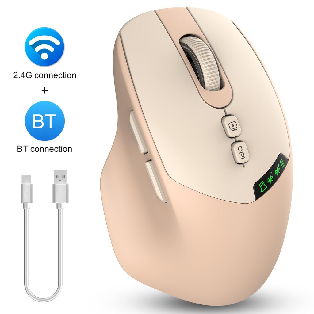 2.4G + Bluetooth Dual-Mode Wireless Charging Mouse with Digital Screen Display Silent Ergonomic Design Office Universal Mouse