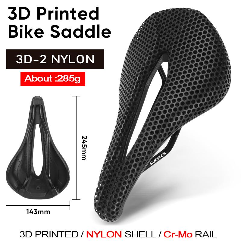 BUCKLOS 3D Printed Bicycle Seat Cushion Carbon Fiber Bike Saddle 143mm 155mm Bike Cushion Road MTB Triathlon Seat Nylon