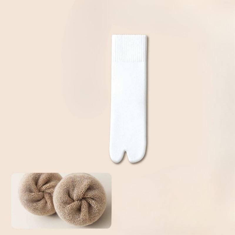 Winter and Autumn Thickened Men's Two-toe Socks, Cotton Socks with Wool Rings, Towel-style Split-toe Mid-length Warm and Odor-resistant Pig-toe Socks