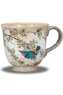 Waza No Kura Stylish Coffee Mug, Kutani Ware, Kingfisher Design, Ceramic, Luxury Brand, Made In Japan, Perfect As a Birthday Gift, 60th Birthday, 70th