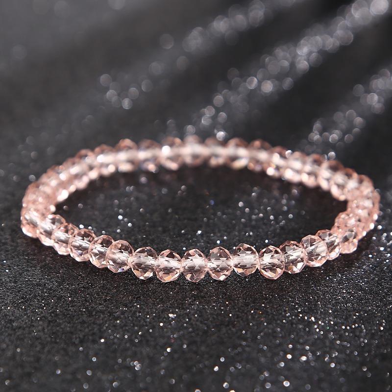 Square imitation crystal chain bead bracelet Bohemian style glass crystal bracelet Simple and sweet bracelet jewelry