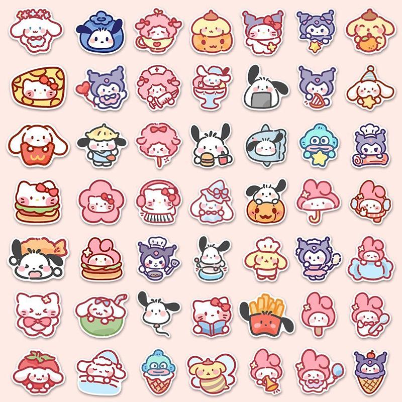 100Pcs/Bag Cute Cartoon Sanrio Stickers My Melody Kuromi Handbag Decoration Stickers Cinnamoroll Children'S Gift Sticker