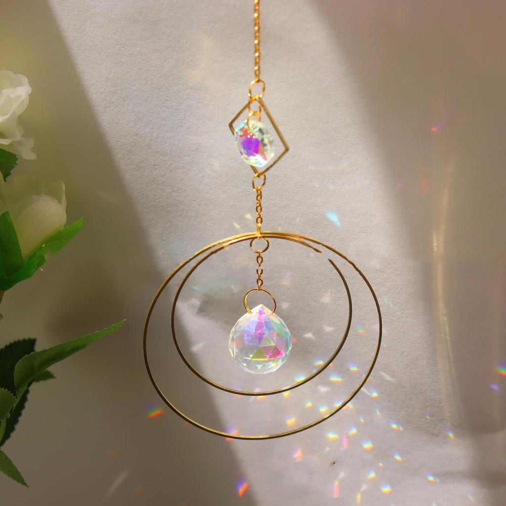 Crystal Suncatcher Sun Moon Stars Prism Beads Rainbow Balls Tear Drops Sun Catcher for Garden Decoration Hanging Windows Pendant