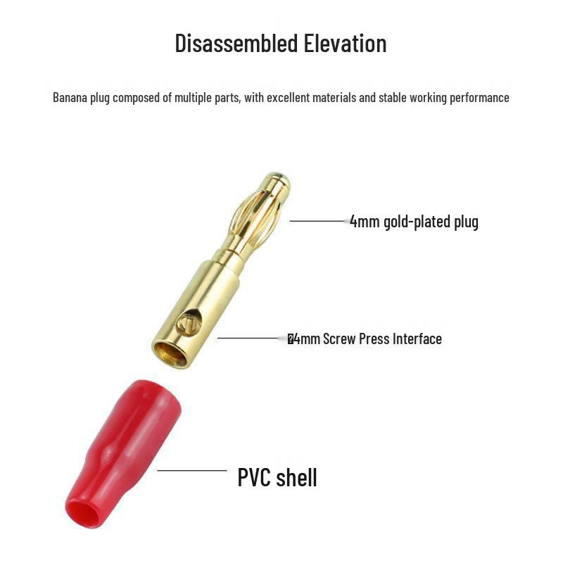 Audiophile 4mm Gold-Plated Banana Plug Oxygen-Free Copper Speaker Connector