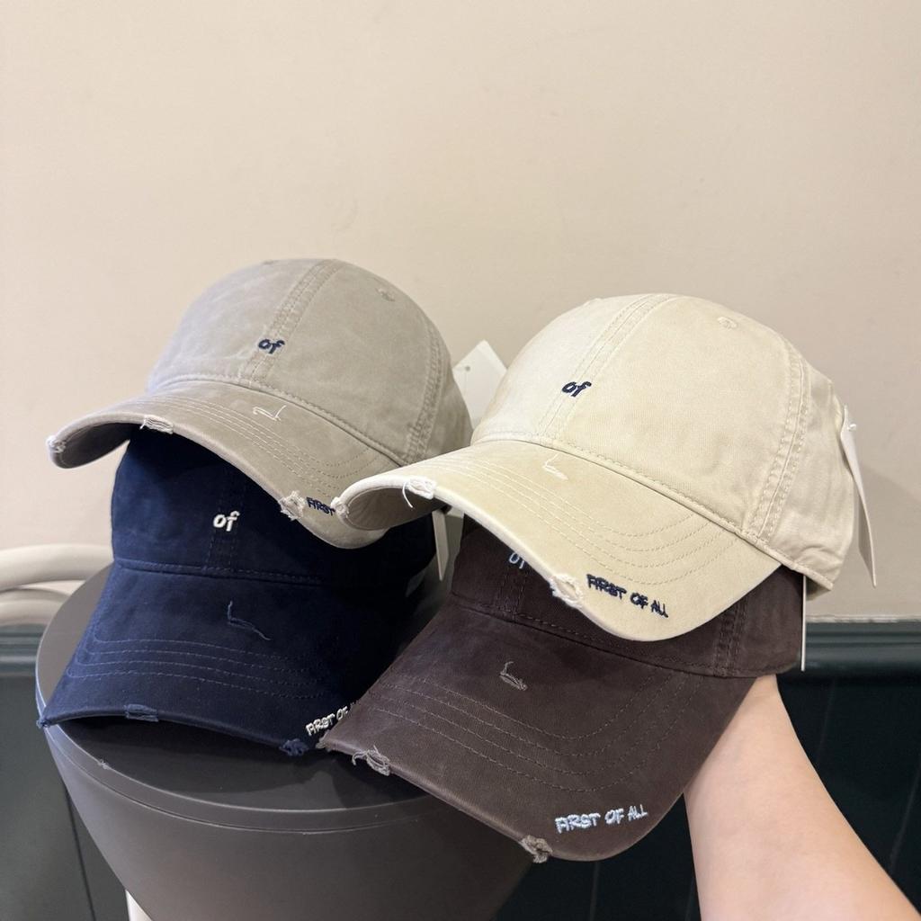 Hole Embroidered Baseball Cap Korean Trendy Brand Female Versatile Street Face Small Cap Pure Cotton Soft Top Sun Hat