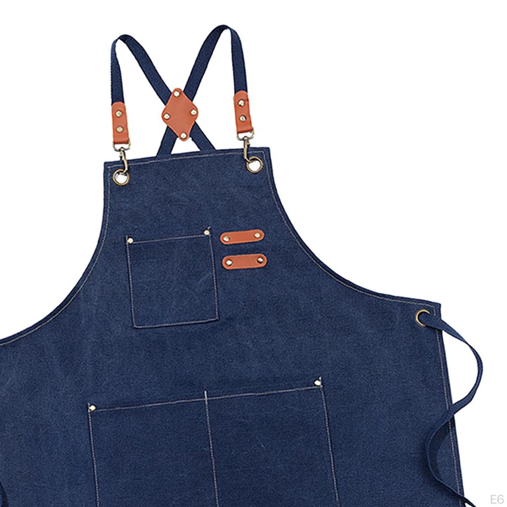 Canvas Apron Bib Cross Back Water Resistant for Men with Pockets Chef Kitchen