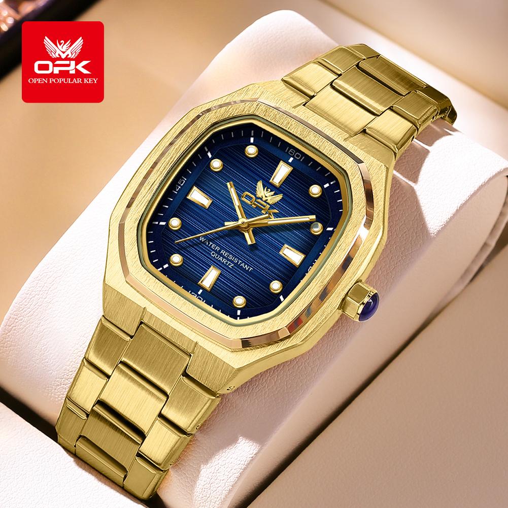 OPK 6044 Quartz Man Watch Steel Strap Waterproof Luminous Auto Date Men's Wristwatches Simple Fashion Watches For Men
