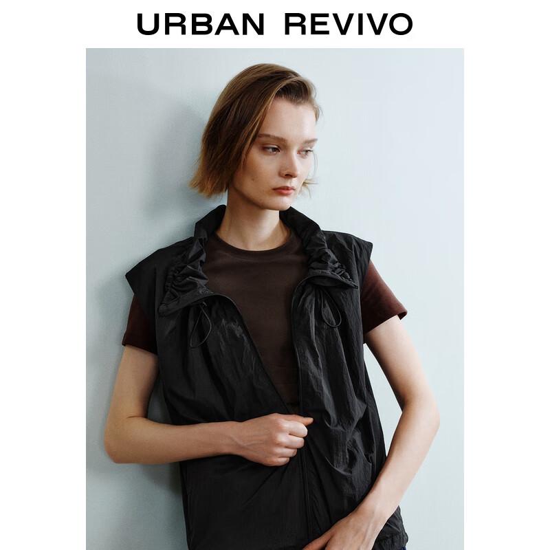 UR 2025 Summer Drawstring Zip-up Sleeveless Vest