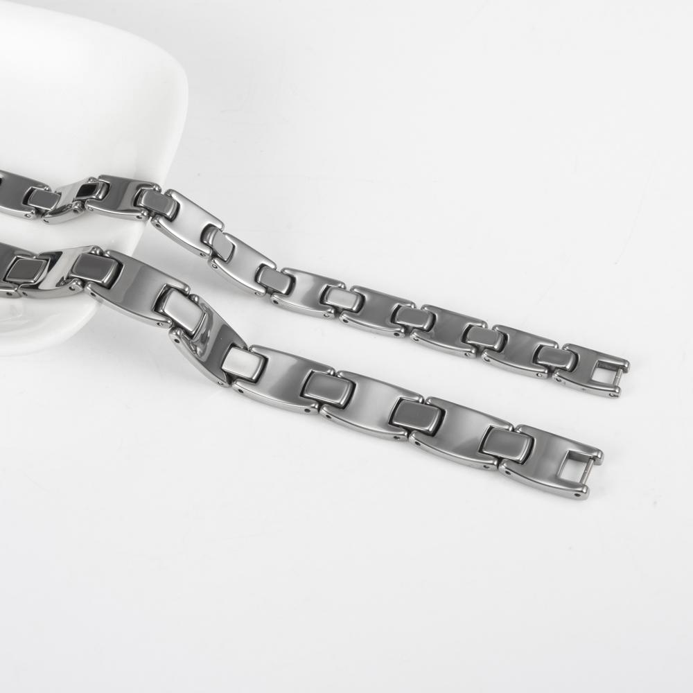 Vinterly Tungsten Carbide Bracelets Men Scratch-proof 10mm Wide Chain Link Jewelry Waterproof Silver-color Metal Shiny Polished