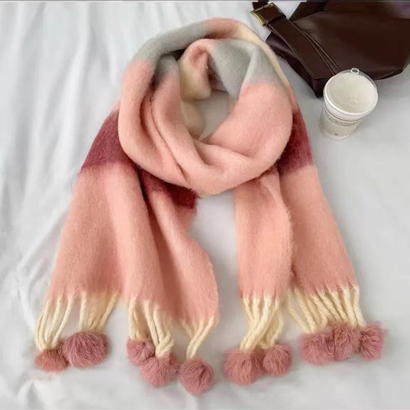 Autumn and Winter Scarves Women's Winter High-end Scarves Thickened and Warm Tonglu Imitation Cashmere Plaid Scarves