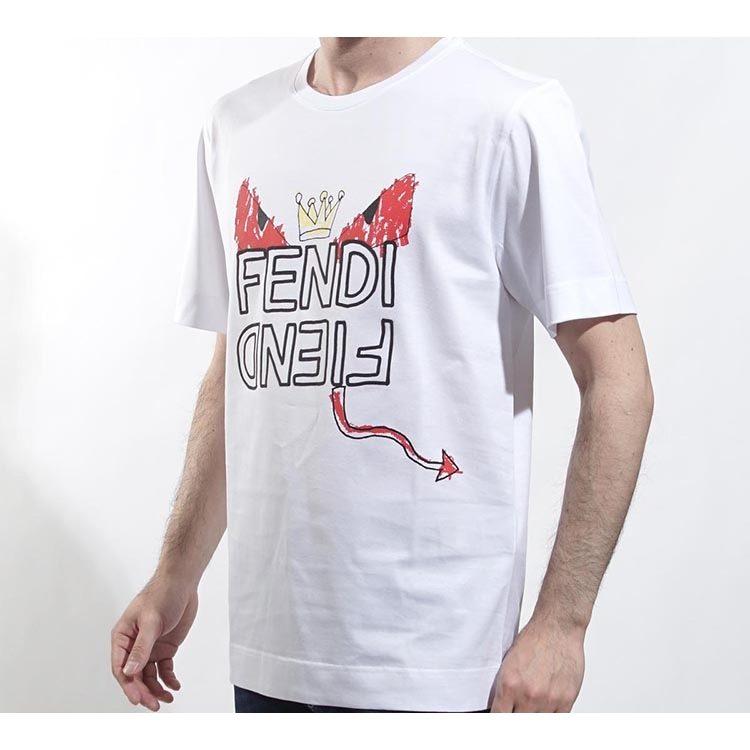 Fendi T Shirts Men's White Crew Neck Moderate Straight Fit FY0936A6ZOF0QA0