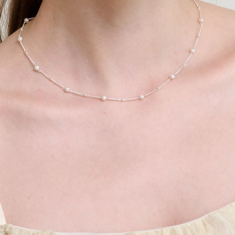 NUOY [Silver 925] Snow White Pearl Necklace