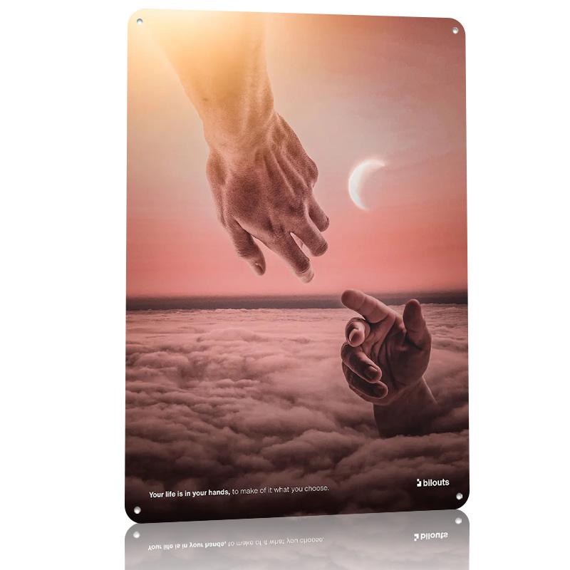 Your Life Is in Your Hands D Texture Metal Poster Customized Wall Art Tin Sign Gift for Mancave Interior Accessories Desk Decor