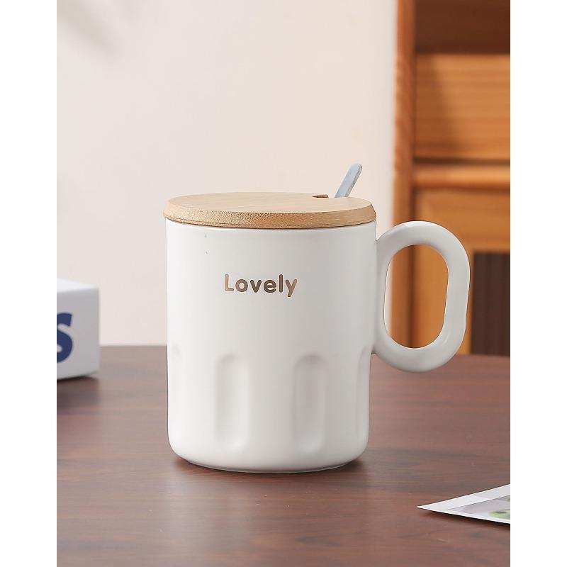 Creative and Simple Ceramic Cups High Appearance Level  Covered Mugs Home Coffee Cups  Couple Drinking Cups  Souvenirs