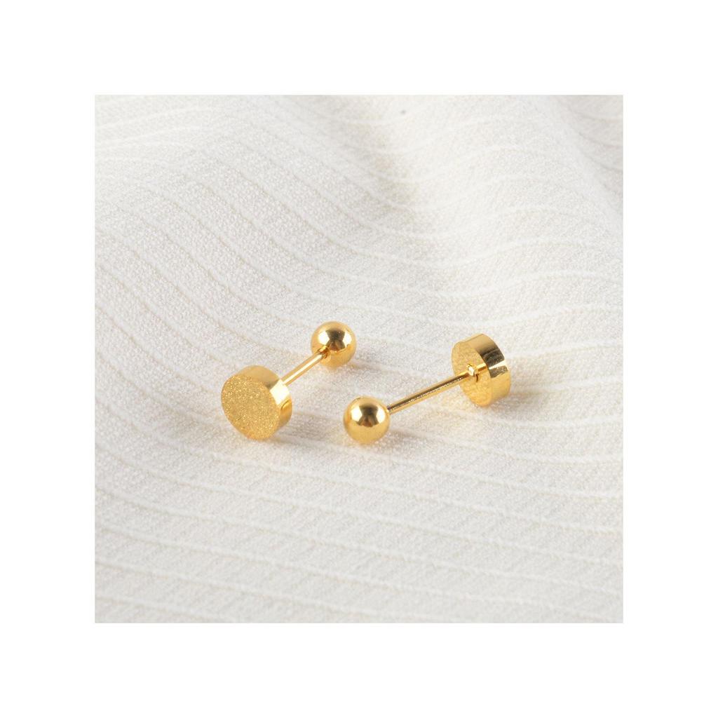 Korean Fashion Titanium Steel Frosted Cartilage Stud Earrings - Non-Fading & Shower-Safe