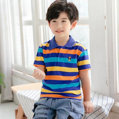 Boys and Girls Short-sleeved T-shirt Summer POLO Shirt Children's Clothing Pure Cotton Korean Style Big Children's Lapel Bottoming Shirt