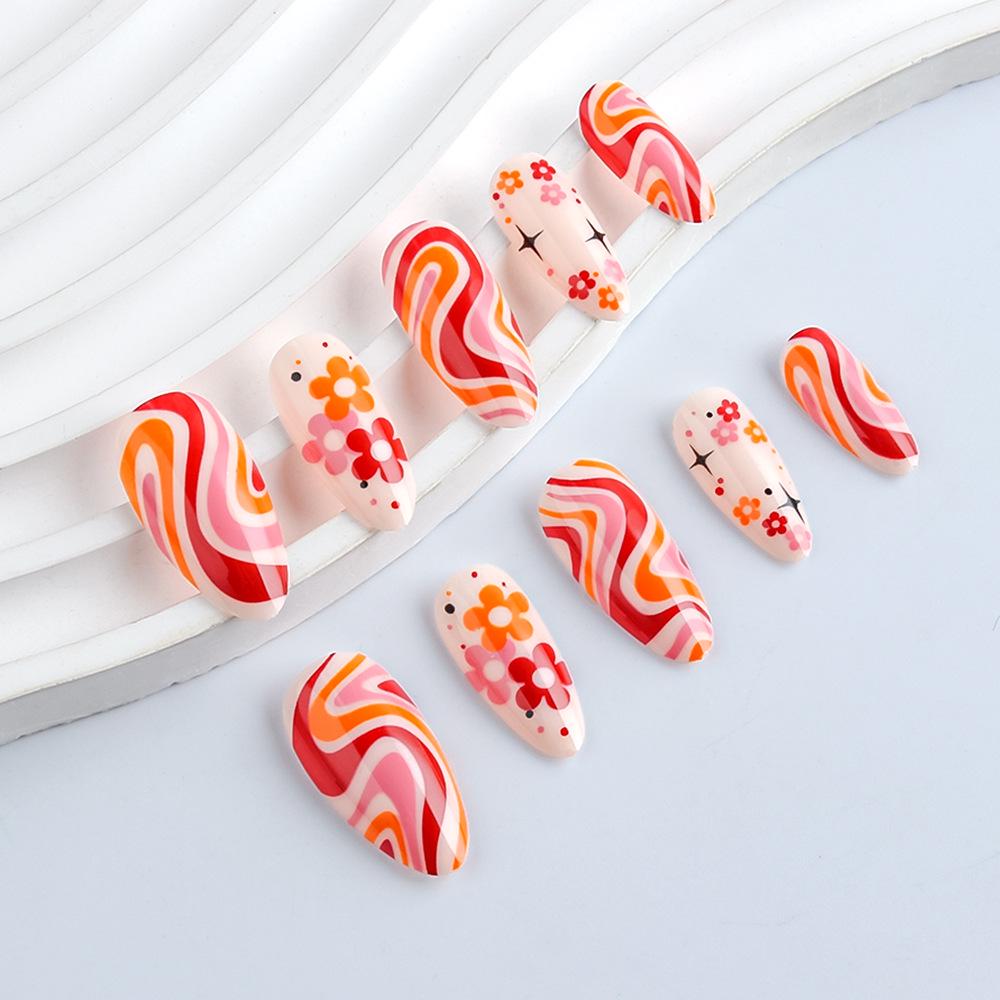 Helle Rosa Mandelblüten-Falschnägel - 24 Mädchenhaft Süße Abnehmbare Teile