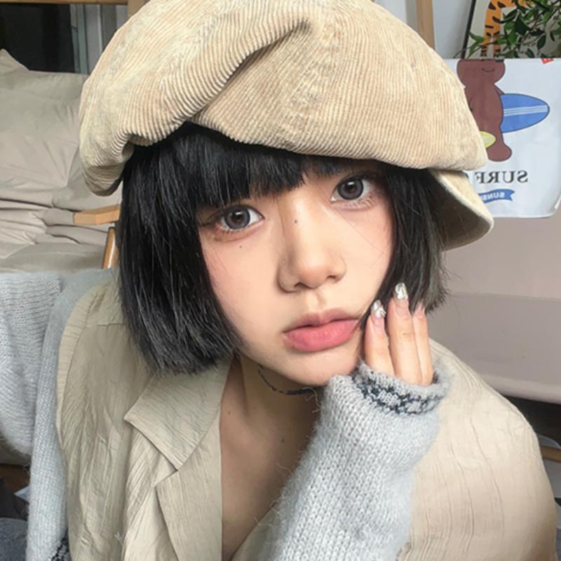 LOOKING4U CARA PARK Corduroy Newsboy Cap C2 Beige