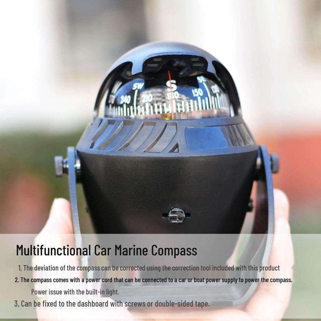 LC760 LED Car & Marine Compass with Adjustable Magnetic Declination for Yachts & Nautical Use