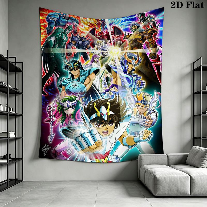Saint Seiya Legend Sanctuary Tapestry Fashion Print Wallmounted Soft Background Cloth Work Of Art