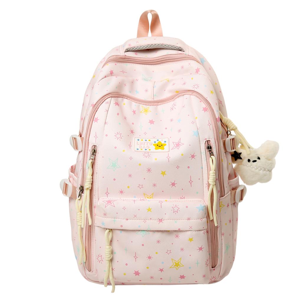Schoolbag Wholesale Starry Sky Backpack Women's Korean Edition Large Capacity School Bag Cute Star Printing College Student Commuter Travel Backpack