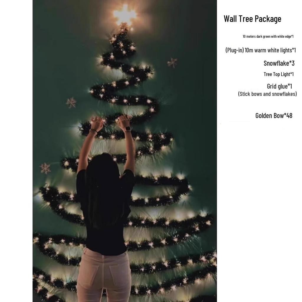 10m Dark Green Tinsel Ribbon & Feather Boa Christmas Tree Ornaments Set