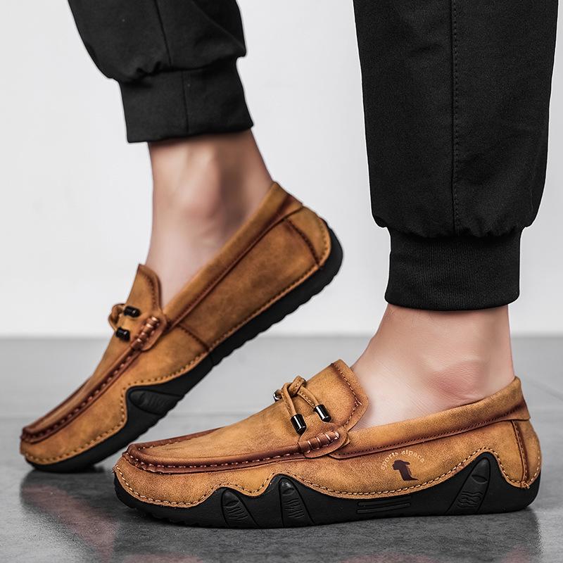 Spring and Autumn New Men's Versatile Sloth Leather Shoes Trendy Casual Plus Size Driving Shoes