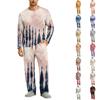 Men's Long Sleeve Pajama Set with Button Fly and Elastic Drawstring Waist for Home Sleepwear