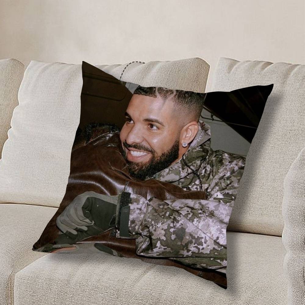 cool D-Drake OvO Rap Pillow Case Square Double-Sided Printing Short Plush Sofa Cushion Cover Bedroom Bedside Pillow