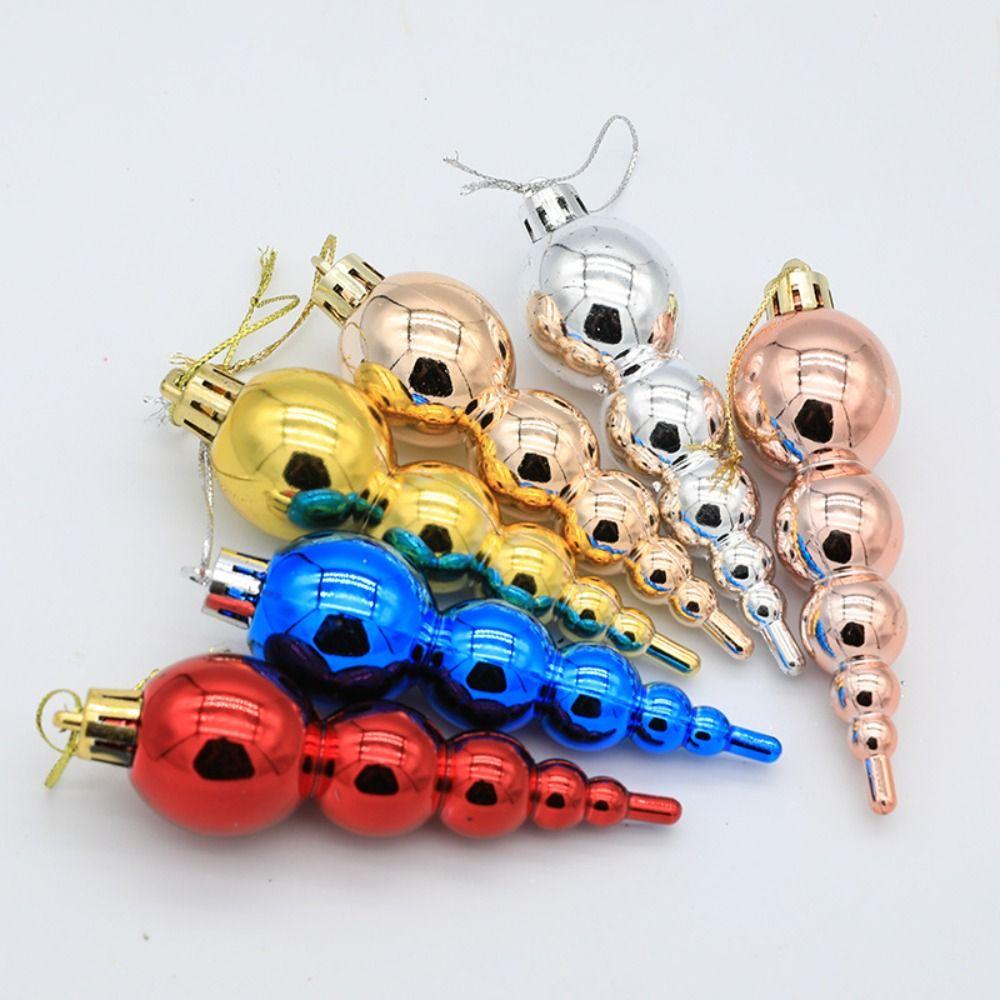 6pcs Painted Christmas Gourd String Pendant Reusable Xmas Tree Ornaments  Wedding Party