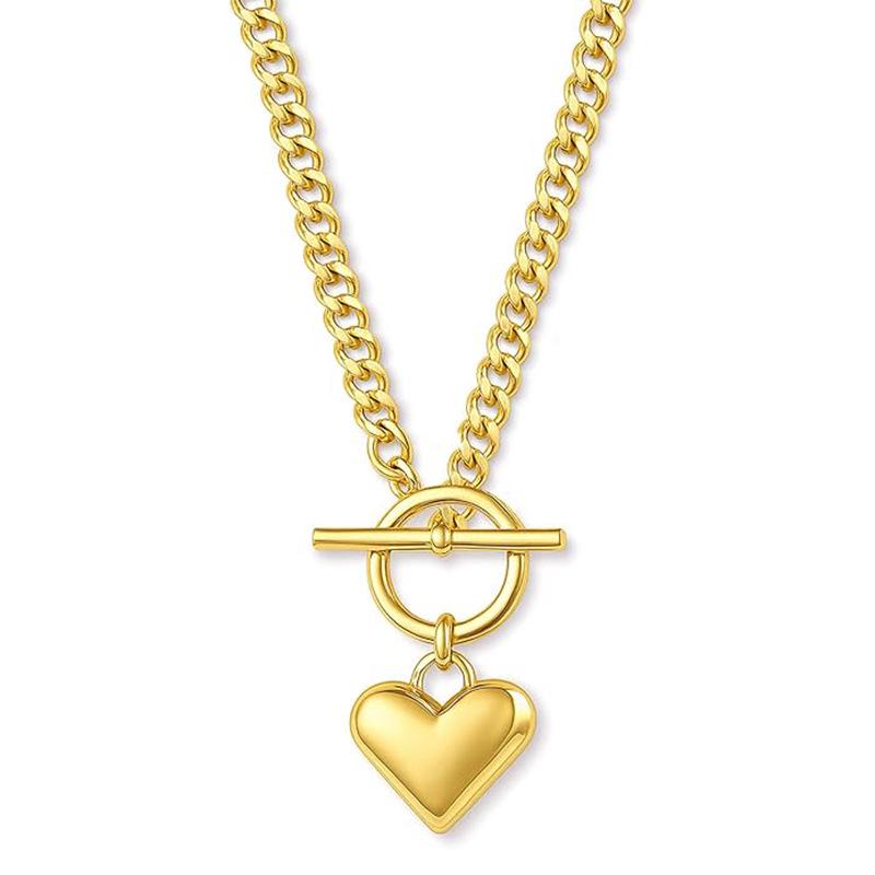Adjustable Heart-Shaped Stainless Steel Necklace for Women - European  American Style